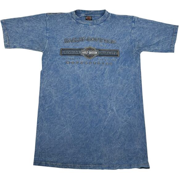 VTG y2k 2000 Men's Blue Acid Wash Harley Davidson Motorcycles Graphic T Shirt~ M - Picture 1 of 8